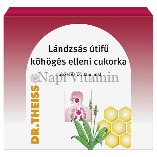 Dr. Theiss Lándzsás útifű köhögés elleni cukorka 50g Dr. Theiss Lándzsás útifű köhögés elleni cukorka 50g